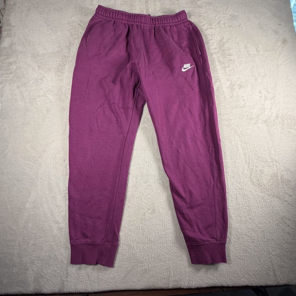 Nike Womens Fleece Jogger Sweatpants Purple Magenta Embroidered Logo Size Large